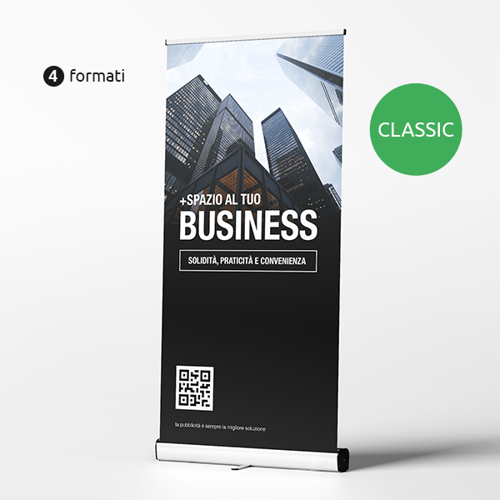 Avvolgibili roll up Classic con borsa per trasporto. Possibilità di richiedere anche il progetto grafico