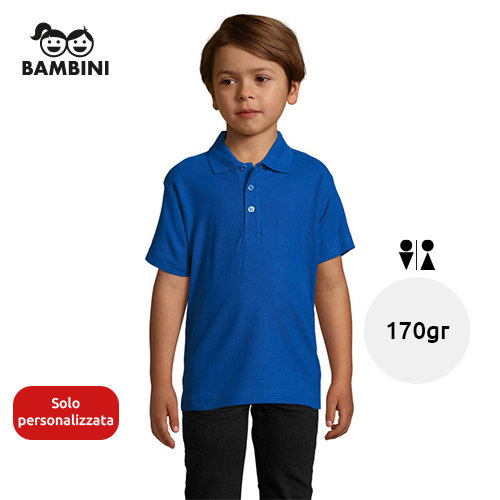 Maglietta polo da bambino unisex a maniche corte 100% cotone pettinato 170g