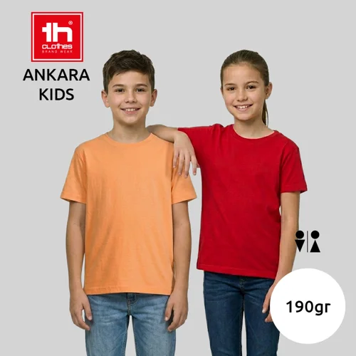 T-shirt TH CLOTHES ANKARA da bambino unisex a girocollo taglio regolare 100% cotone 190gr