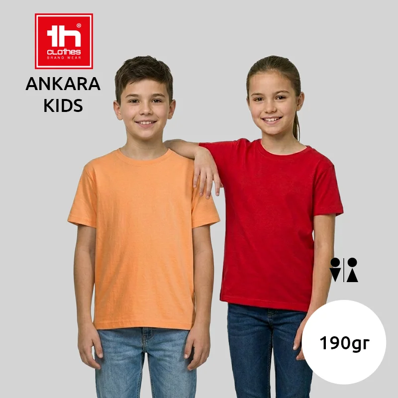 T-shirt TH CLOTHES ANKARA da bambino unisex a girocollo taglio regolare 100% cotone 190gr
