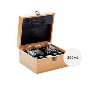 Set di bicchieri da whisky da 300ml in confezione regalo in bambù