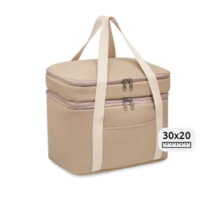 Borsa termica in tela con doppio scomparto e chiusura a zip da 30x20x24.5cm