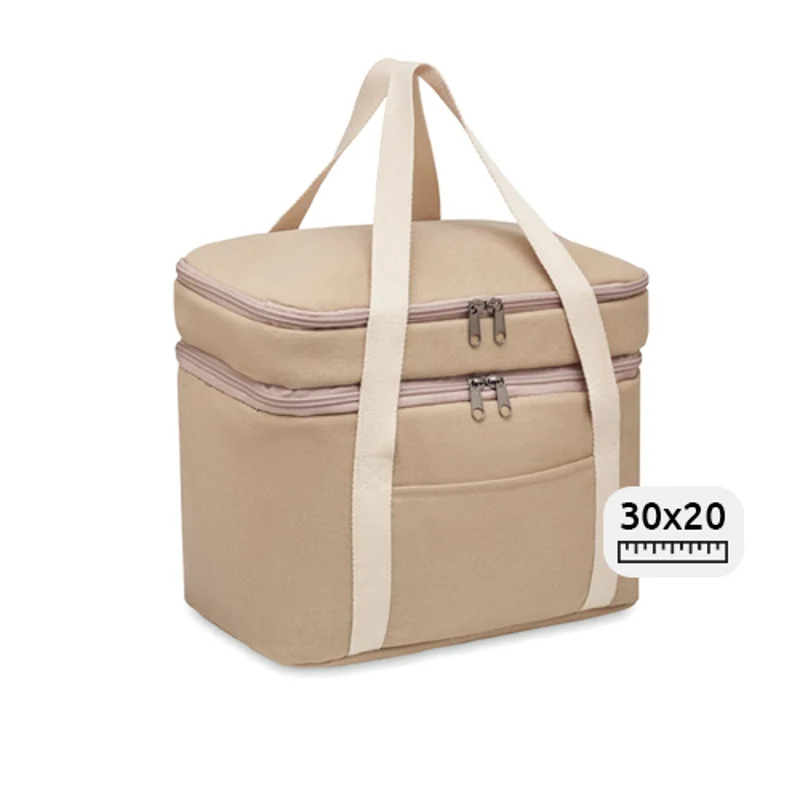 Borsa termica in tela con doppio scomparto e chiusura a zip da 30x20x24.5cm