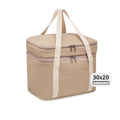 Borsa termica in tela con doppio scomparto e chiusura a zip da 30x20x24.5cm