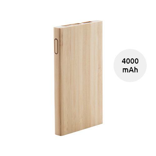 Power bank in bambù e con porte USB-C da 4000mAh