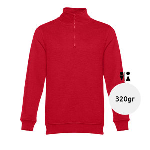 Felpa da adulto unisex colori assortiti con collo e cerniera 1/4 in cotone e poliestere 320gr