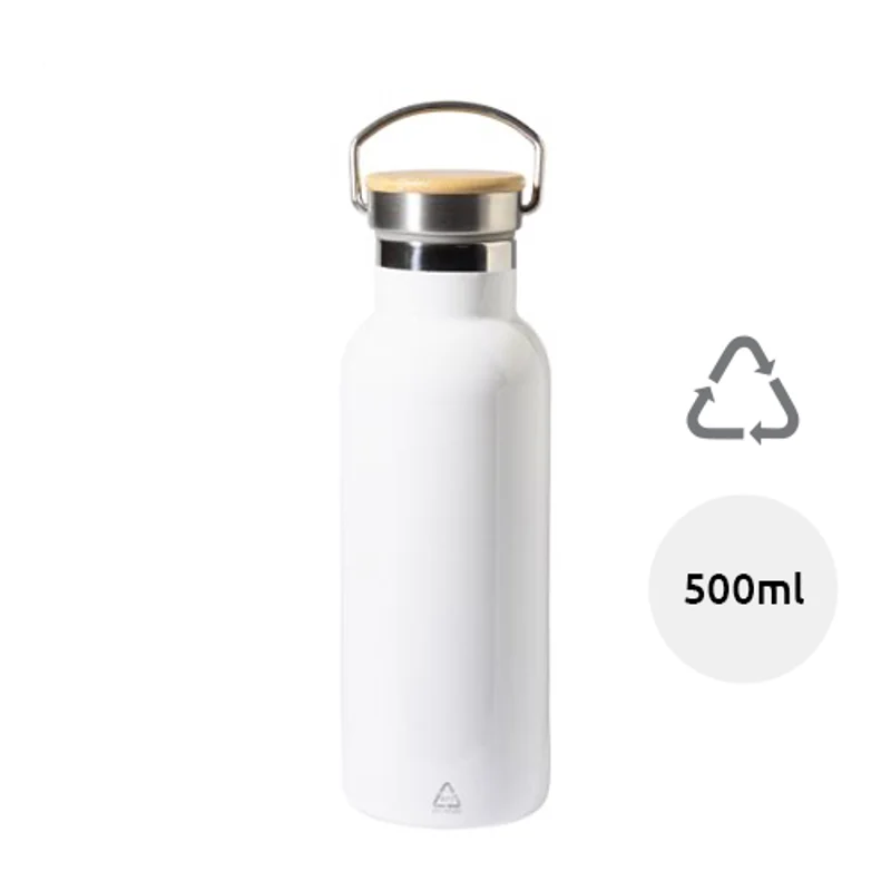 Borraccia termica in acciaio riciclato coperchio bambù 500ml