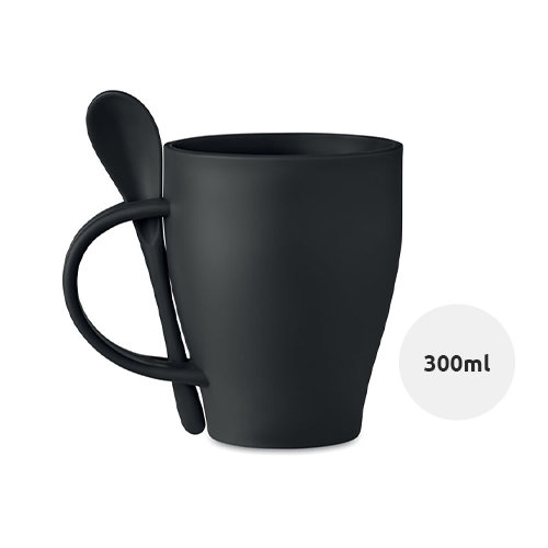 Tazza riutilizzabile in plastica con cucchiaino 300ml