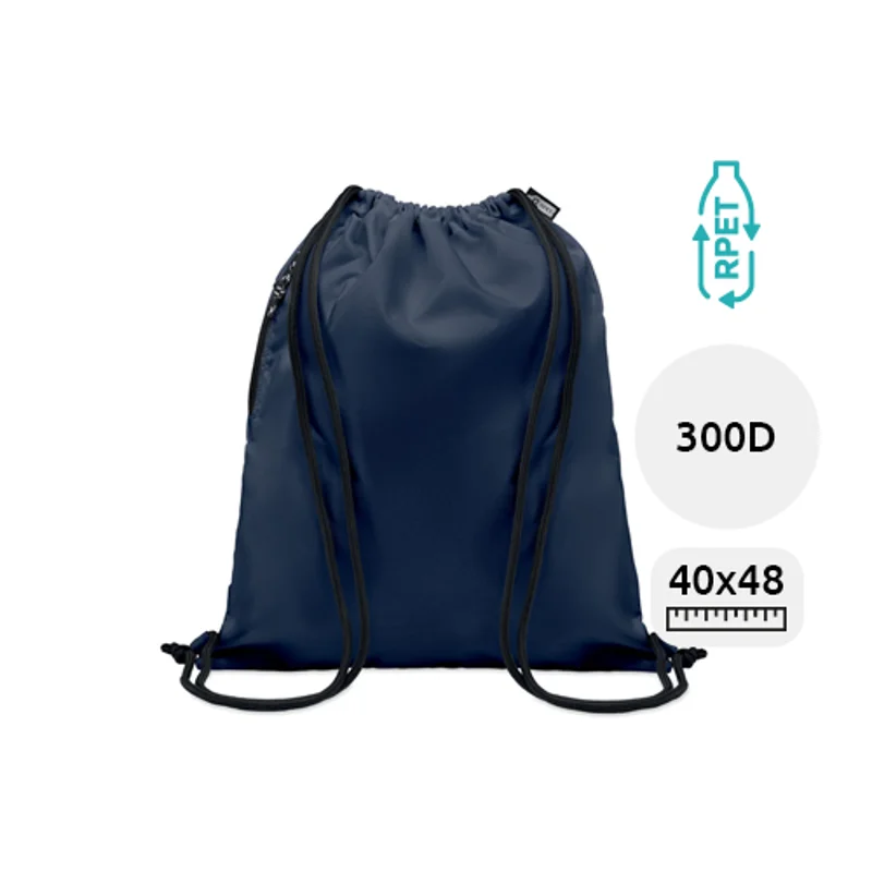 Sacca Grande in poliestere in 300D RPET con tasca esterna laterale con cerniera 40x48cm