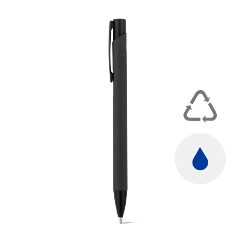 Penna a sfera in alluminio riciclato con finitura gommata refill blu