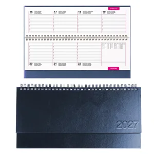 Agenda da tavolo settimanale 2027 con copertina in cartoncino laminato