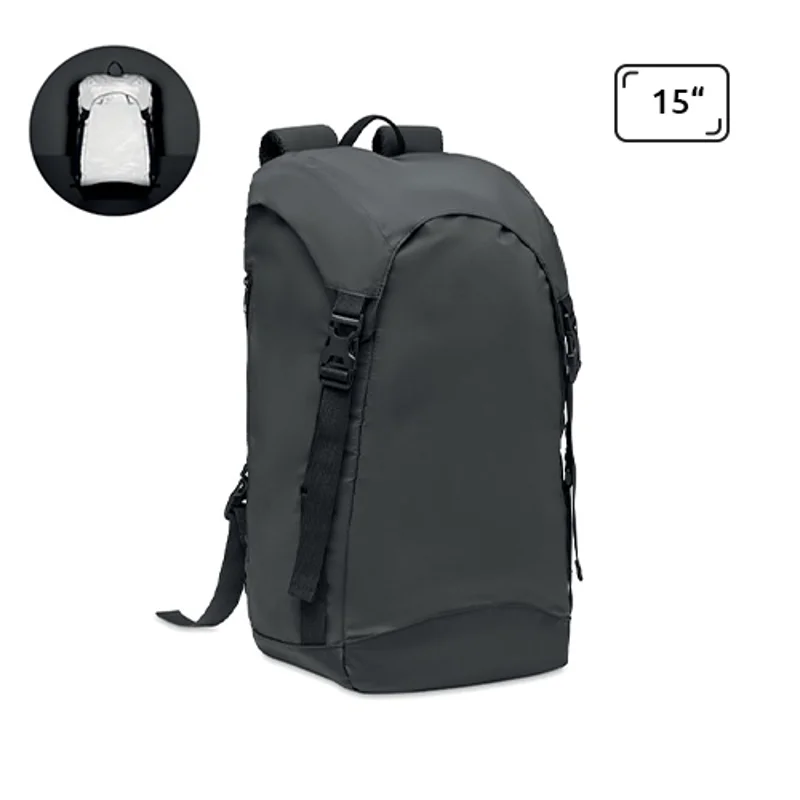 Zaino idrorepellente porta pc in poliestere 190T riflettente ad alta visibilità con cinghia sul petto e in vita