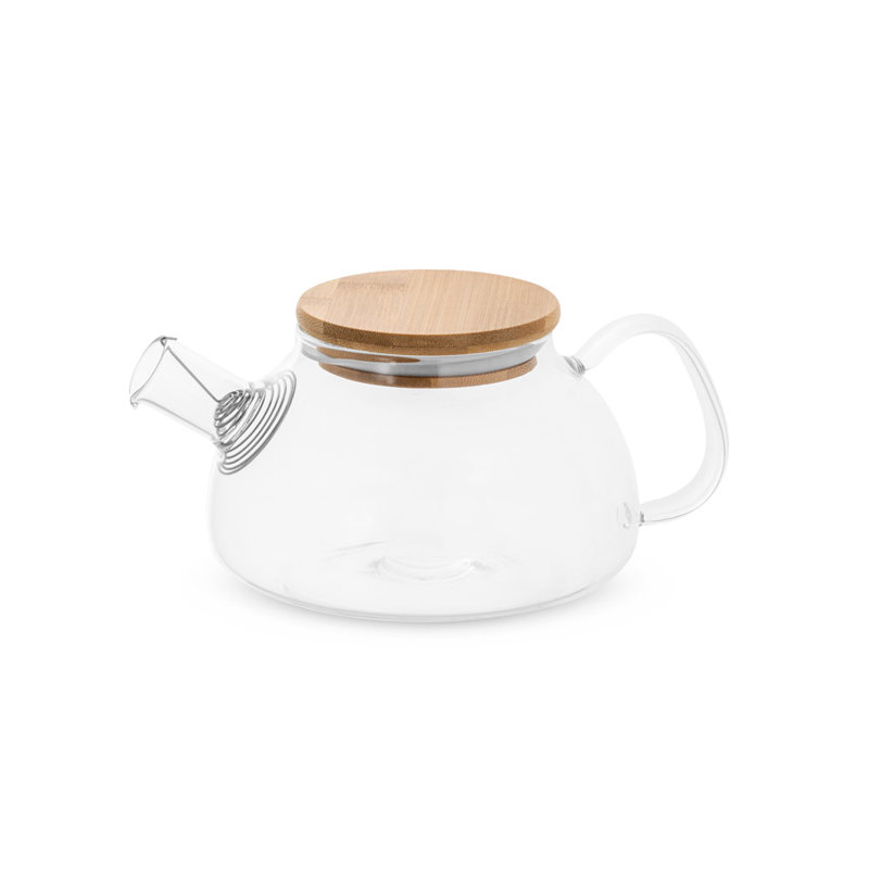 Teiera in vetro da 750ml con coperchio in bambù e infusore in acciaio include confezione regalo