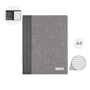 Cartella in lino e pelle con blocco appunti in farmato A4
