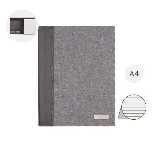 Cartella in lino e pelle con blocco appunti in farmato A4