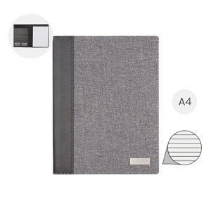 Cartella in lino e pelle con blocco appunti in farmato A4