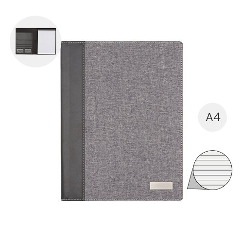 Cartella in lino e pelle con blocco appunti in farmato A4
