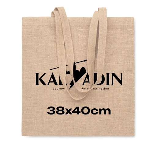 Shopper resistente in juta con manici lunghi 38x40cm