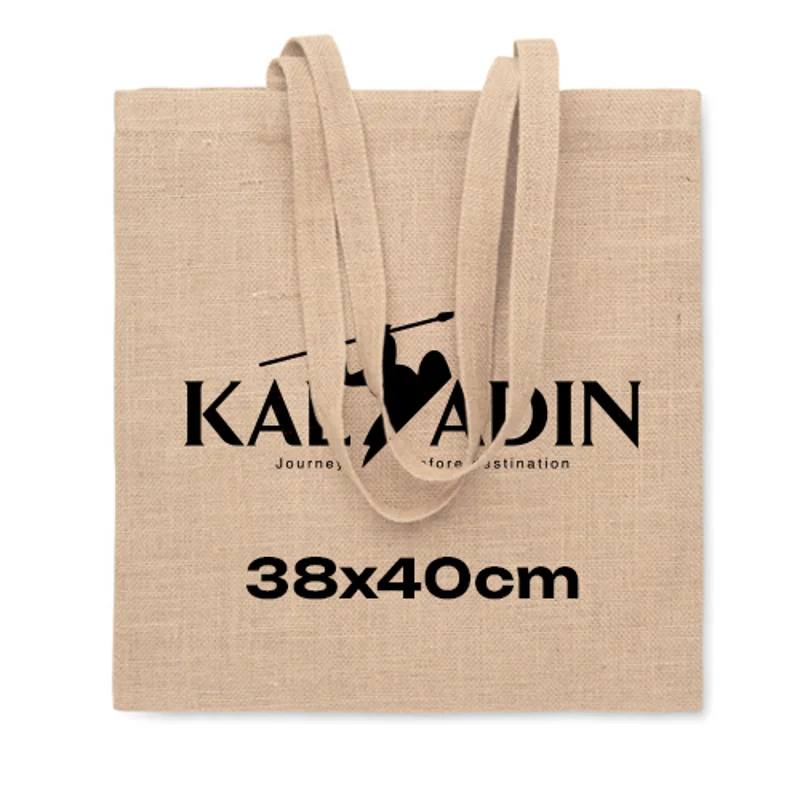 Shopper resistente in juta con manici lunghi 38x40cm