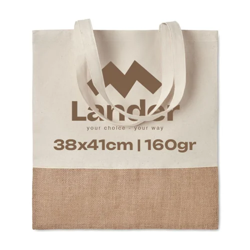 Shopper in cotone con dettagli in juta e manici lunghi da 160gr 38X41cm
