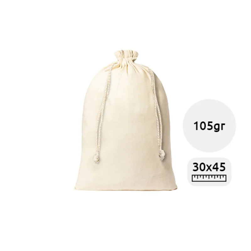 Sacca in cotone con chiusura a coulisse in colore naturale da 105gr 30X45cm