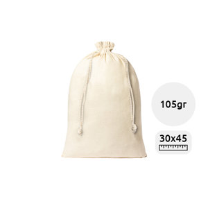 Sacca in cotone con chiusura a coulisse in colore naturale da 105gr 30X45cm