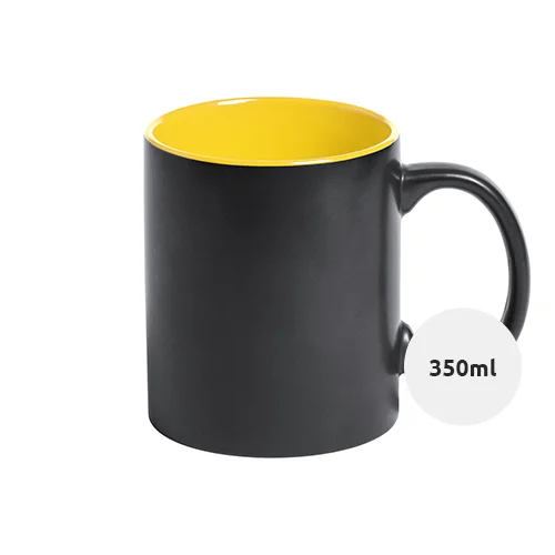 Tazza in ceramica nera con interno colorato e personalizzazione in tinta 350ml