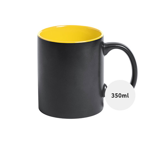 Tazza in ceramica nera con interno colorato e personalizzazione in tinta 350ml