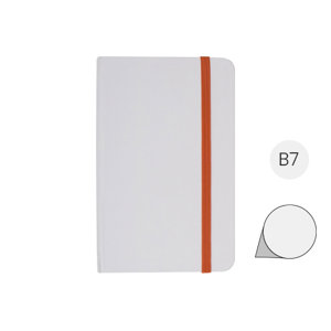 Block Notes B7 con copertina in cartoncino e 80 fogli bianchi e con elastico e segnapagine in coordinato