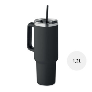 Bicchiere a doppio strato in acciaio inossidabile riciclato con coperchio in cannuccia da 1200ml