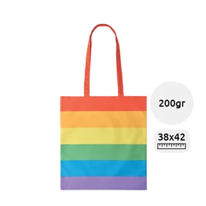 Shopper in cotone arcobaleno con manici lunghi da 200 gr 38X42cm