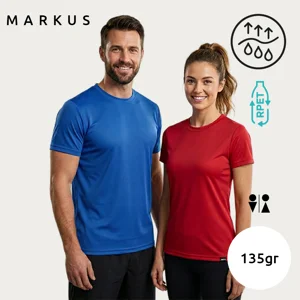 T-shirt MARKUS unisex sportiva in tessuto tecnico traspirante in RPET da 135g