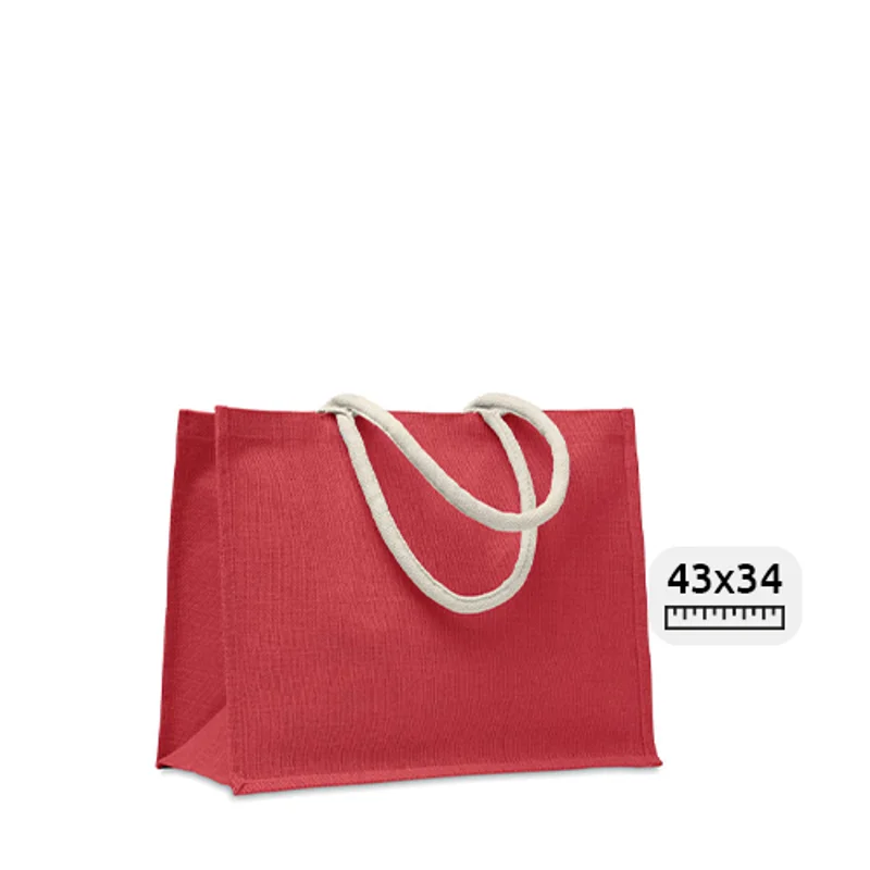 Shopper in juta laminata colorata con manici in cotone 43X20X34cm
