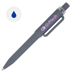 Penna dal design unico in ABS con finitura soft touch e refill blu