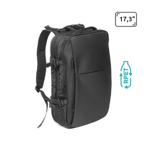 Zaino porta pc da 17,3" e tablet da 10,1" in RPET poliestere riciclato con cinghia per trolley 