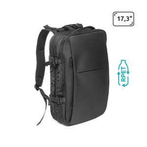 Zaino porta pc da 17,3" e tablet da 10,1" in RPET poliestere riciclato con cinghia per trolley