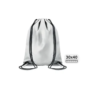 Sacca in poliestere bianca riflettente con chiusura a coulisse 30x40cm