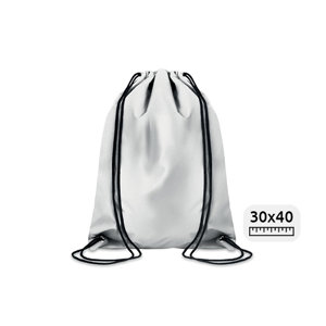Sacca in poliestere bianca riflettente con chiusura a coulisse 30x40cm