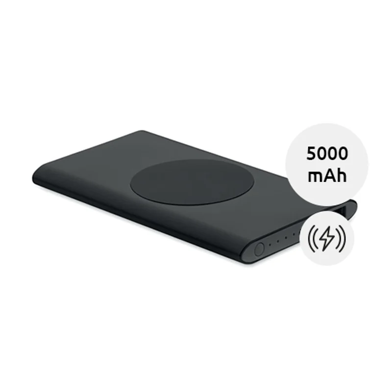 Power bank in alluminio riciclato con ricarica wireless da 5000mAh