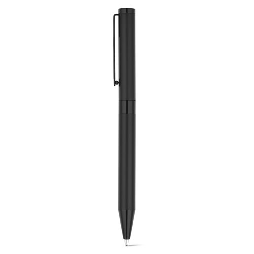 Set con penna roller e penna a sfera in metallo nero opaco refill blu