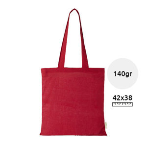 Shopper in cotone organico con manici lunghi disponibile in vri colori da 140gr 38x42cm