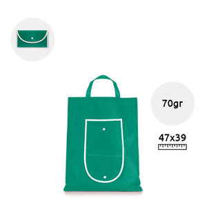 Shopper richiudibile in TNT con chiusura a bottone in diverse colorazioni da 70gr 39x47cm
