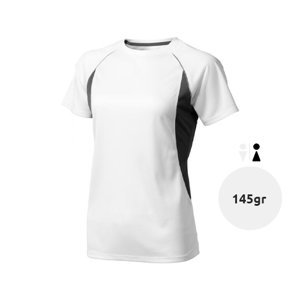 T-shirt da donna sportiva colori assortiti e finiture laterali a girocollo con maniche taglio raglan in poliestere 145gr