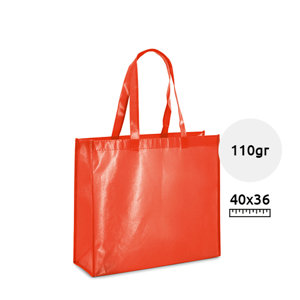 Shopper in TNT laminato a soffietto con manici lunghi da 110gr 40x36x12cm