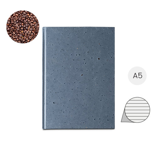 Block note A5 con copertina rigida composta da scarti della buccia di caffé 120 pagine a righe prodotte con scarti di cotone