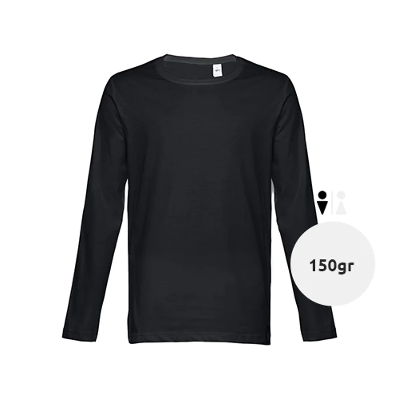 Maglietta da uomo a maniche lunghe colori assortiti a girocollo taglio regolare 100% cotone 150gr