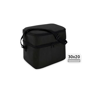 Borsa termica a due scomparti interni con chiusura a zip e tracolla regolabile 30x20x25cm