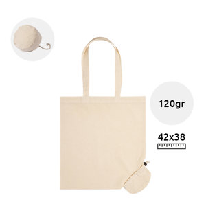 Shopper pieghevole in 100% cotone biologico con manici lunghi da 120gr 38x42cm