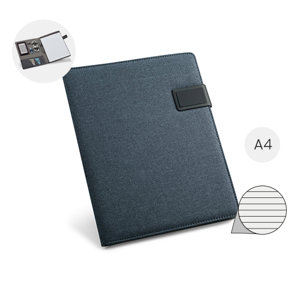 Cartella in lino e chiusura magnetica con blocco appunti A4 a fogli a righe