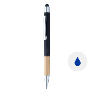 Penna a sfera in bambù e alluminio con finitura opaca in diversi colori e punta touch a refill blu